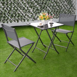 3 Pcs Bistro Set Garden Backyard Table Chairs Outdoor