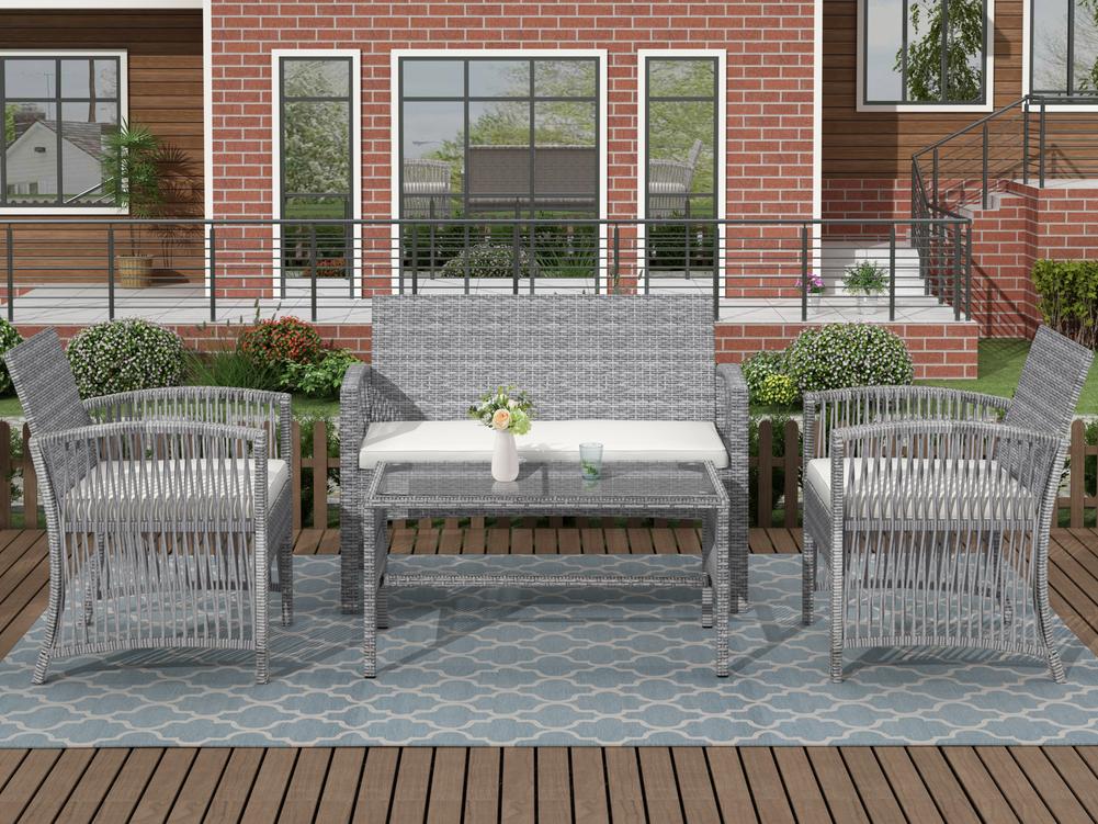 Outdoor Furniture Rattan Chair Table Terrace - Image 4