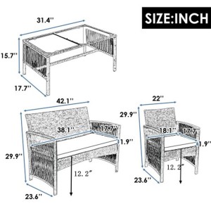 Alternative view of 4 IN 1 Outdoor Furniture Set Rattan Chair Table