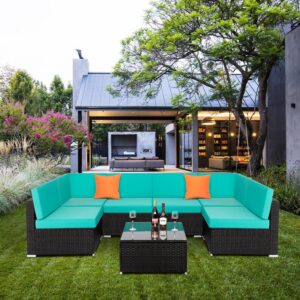 7 IN 1 Garden Rattan Sofa Furniture Set Outdoor