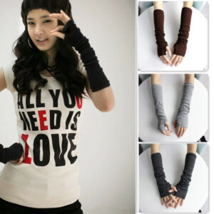 Hot Women Winter Wrist Arm Hand Warmer Knitted Long Fingerless Gloves Mittens  #012