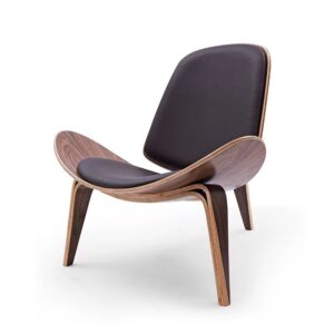 Three-Legged Shell Chair Ash Plywood Fabric Upholstery Living Room Furniture Modern Lounge Shell Chair