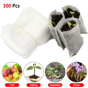 300PCS Seedling Plants Nursery Bags Organic Biodegradable Grow Bags Fabric Eco-friendly Ventilate Growing Planting Bags