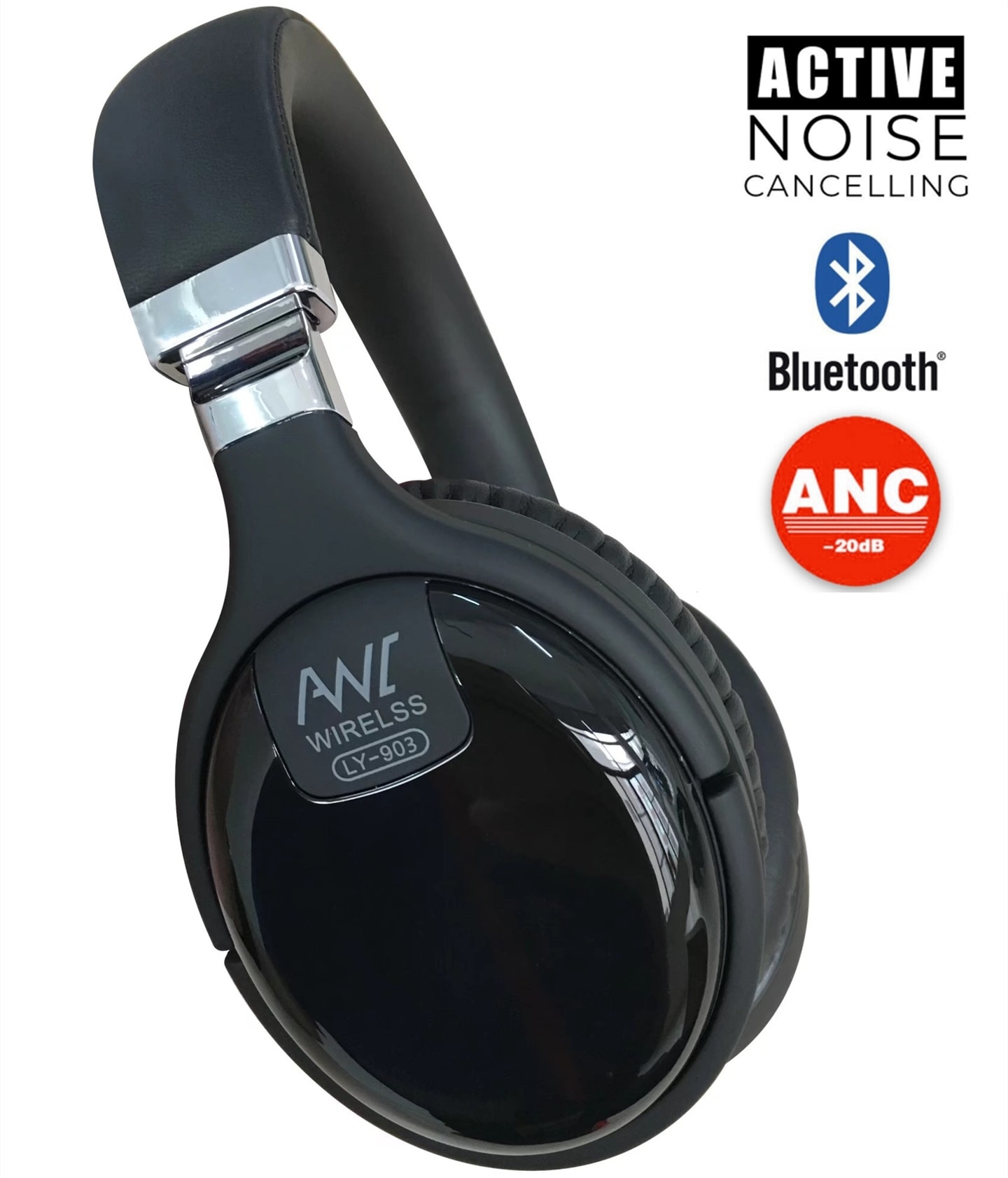 ANC Active Noise Cancelling Wireless Bluetooth Headphones Wired HeadSet With Microphone Earphone Deep Bass Hifi Sound
